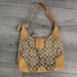 Coach Signature Jacquard Hobo Bag in Tan